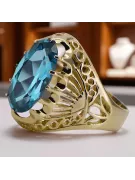 14K жълто злато Аквамарин Пръстен Винтидж vrc020y